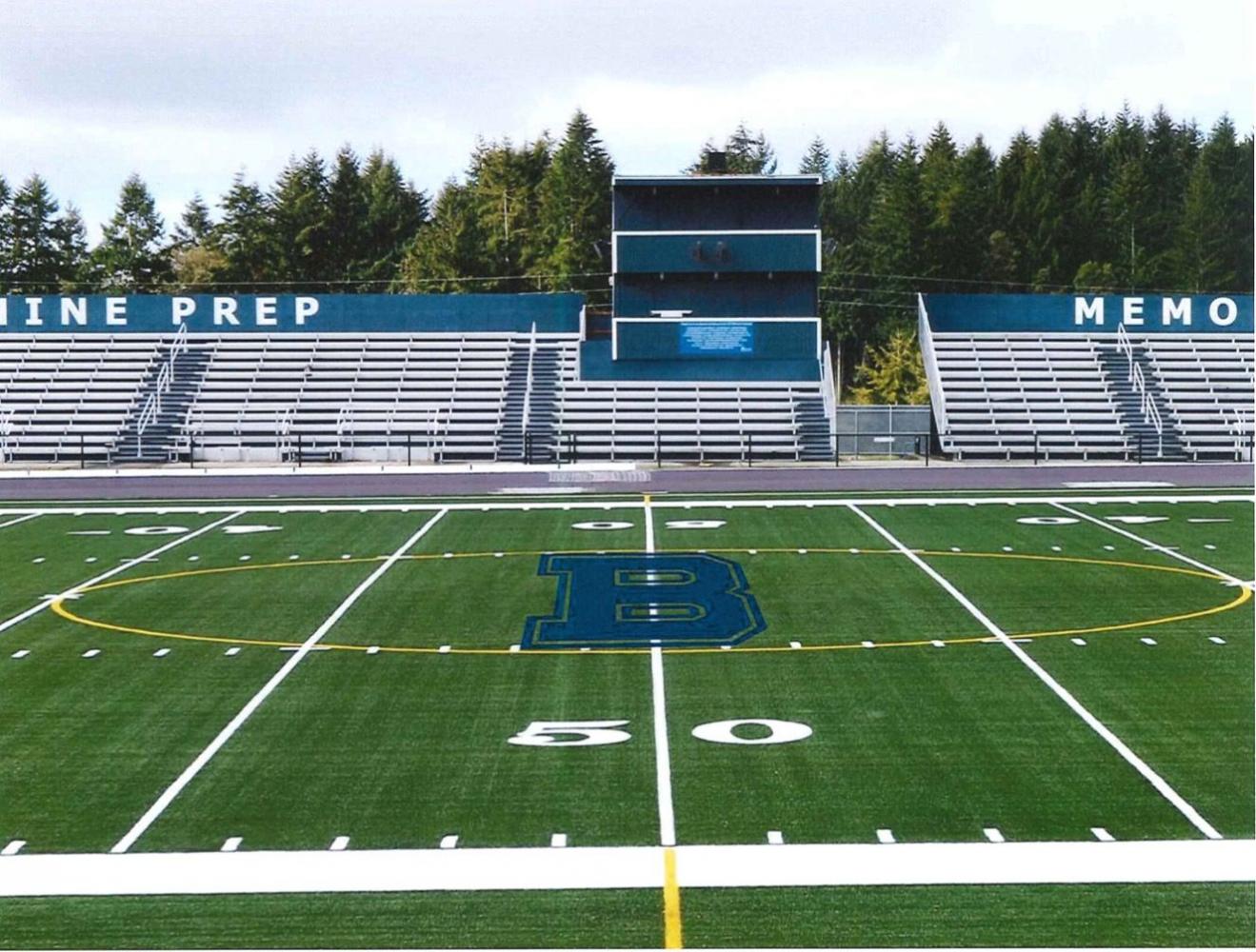 A computer-generated image of the highly anticipated new turf field. Photo courtesy of bellarmineprep.org
