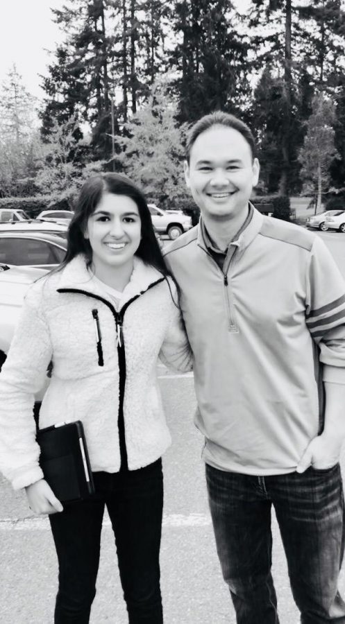 Amina Khan and Aaron Levine pose outside of Canterwood Golf and Country Club. Photo by Rubina Khan
