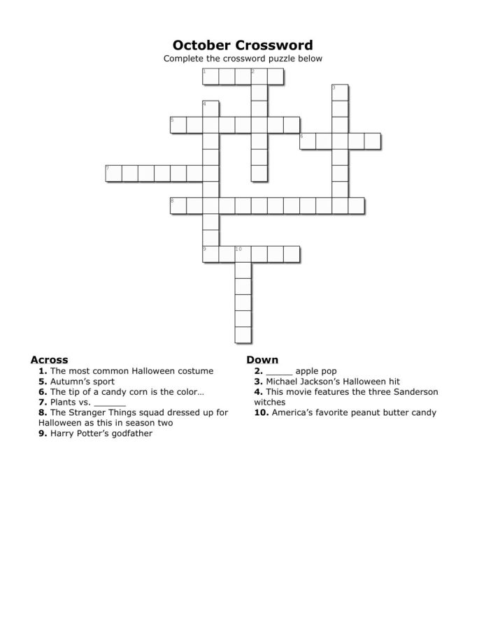October crossword puzzle answers