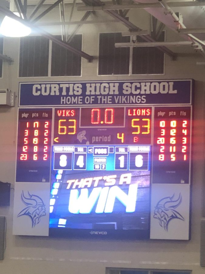 The final score of the Boys Basketball game on Feb. 2.