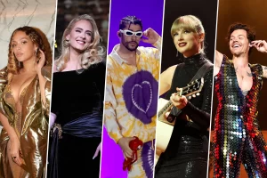 Some of the biggest stars in music today: Adele, Bad Bunny, Harry Styles, and Taylor Swift 