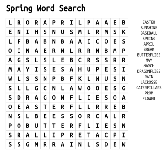 Try out the Spring Word Search
