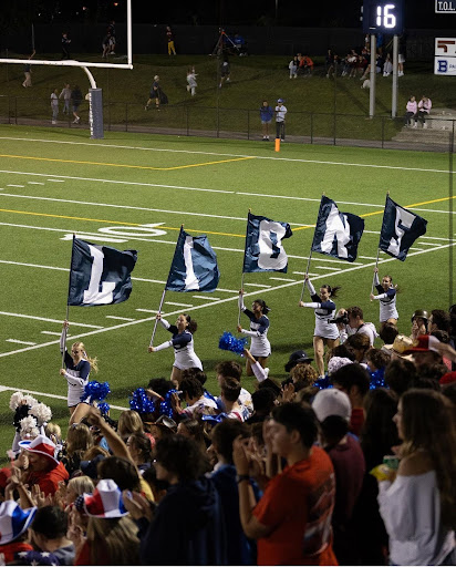 The cheerleaders spell out LIONS for the fans. Photo courtesy of Matthew Taylor