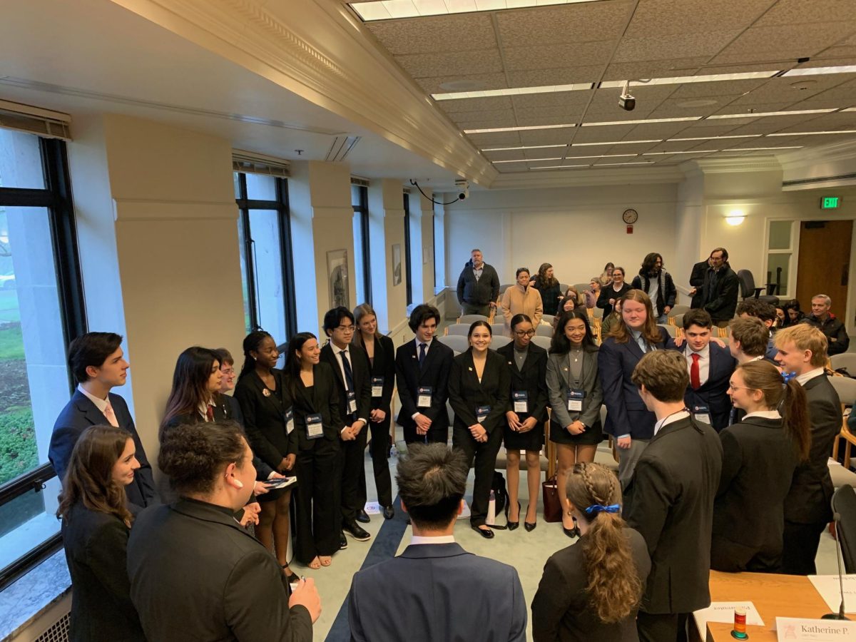 Students gather in Olympia at the Washington State We the People competition. Photo courtesy of Ken Brown