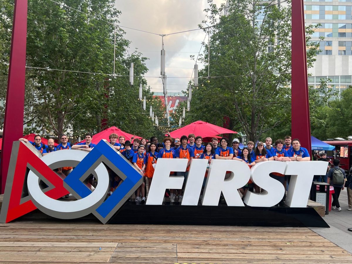 The robotics team at the world robotics tournament in Houston, Texas. Photo courtesy of   