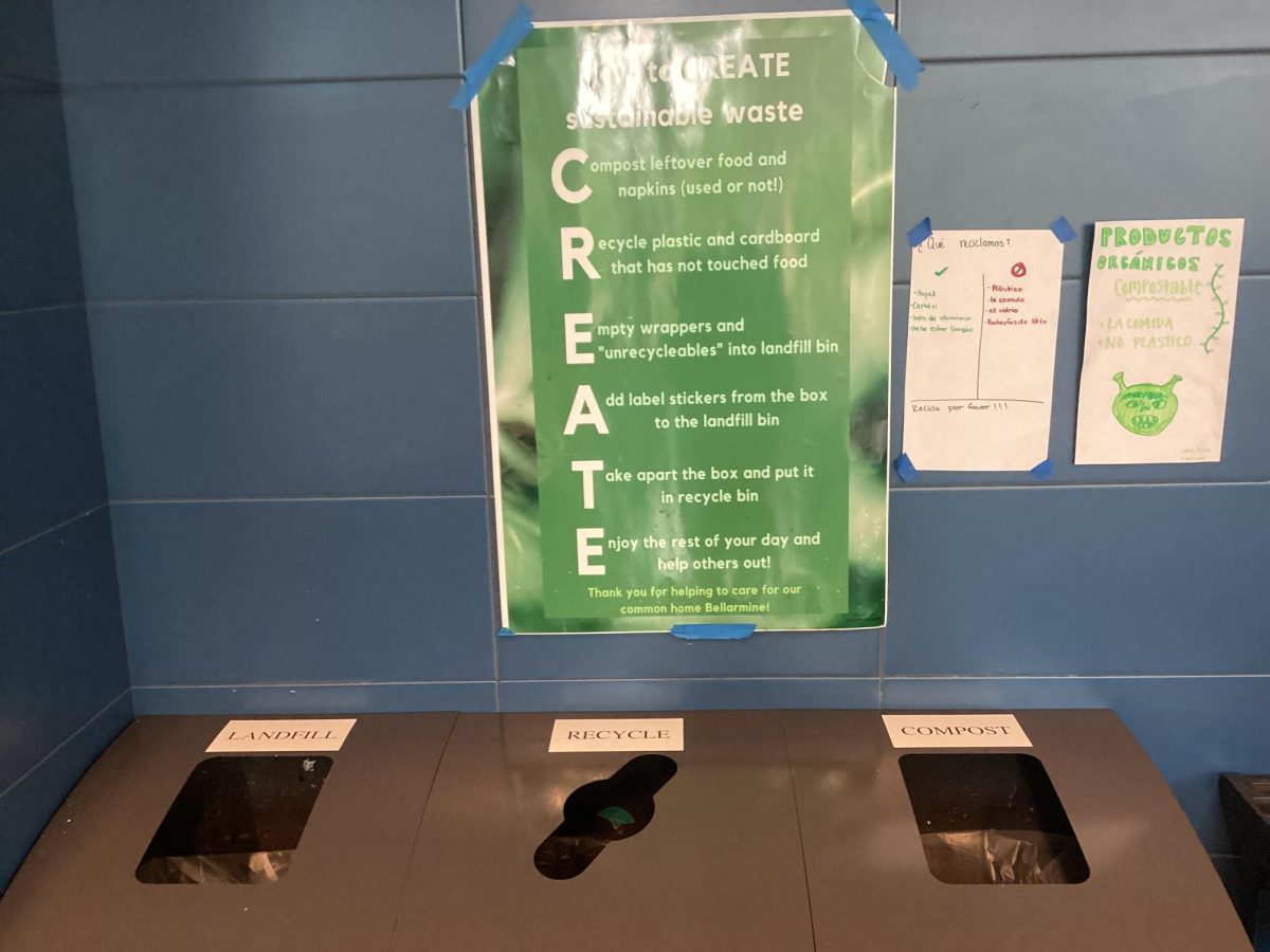 Zero Waste Week put the focus on 
landfill, recycling, and compost bins. These are located in the lunchroom with descriptions of how to sort trash.