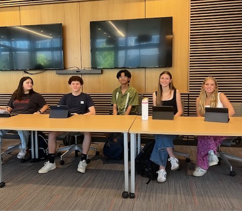 Student panelists presented their internship experiences on June 10 in the ASL conference room.  Pictured from left to right: Anna Shimshock, Carter Milliren, Oliver Hipolito, Isadora Cool, Maggie Kranick 