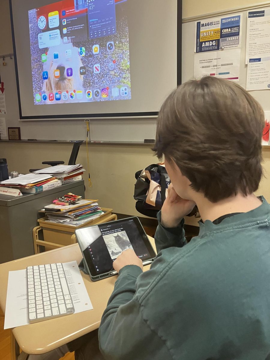 A student simulates disengagement in a class. 